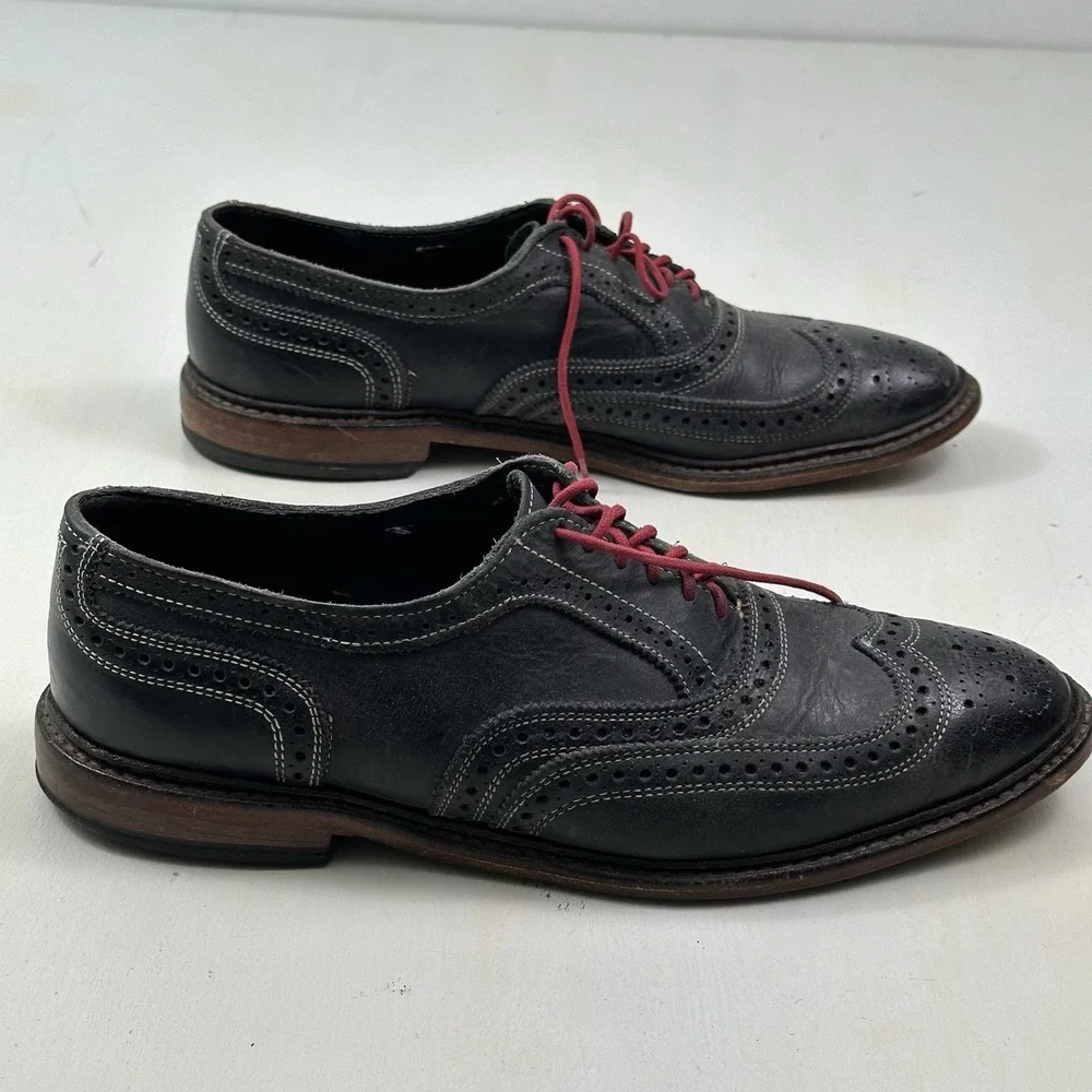 Allen Edmonds Neumok 4076 Shoes Men 11 D Leather Wingtip Navy Blue‎ Oxford Dress
